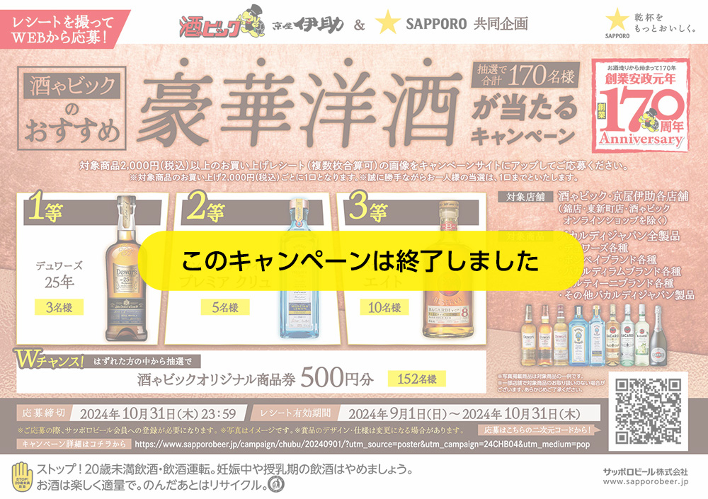 豪華洋酒が当たる!!キャンペーン